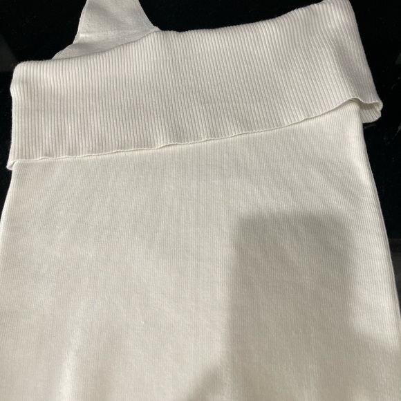 Line & Dot White Ribbed off the shoulders top for Women size S - Picture 3 of 4